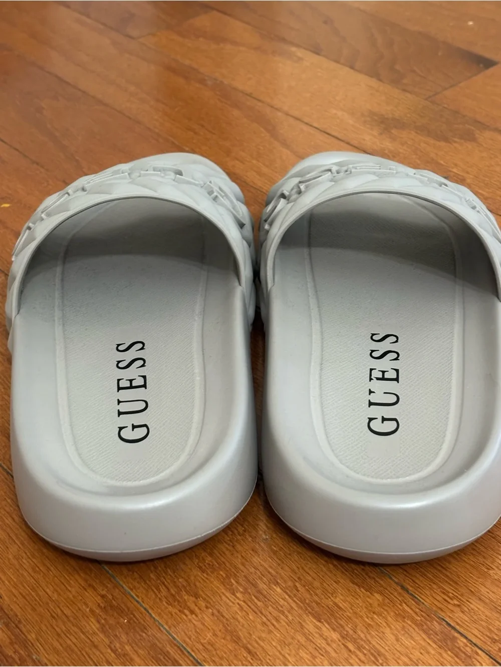 GUESS Men's Moliano Slide Sandals in Taupe Gray